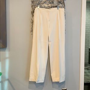 Halogen cream, wide leg trousers